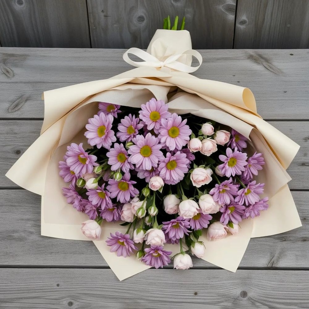 Букет цветов из: Розы и Хризантемы в Красном Яре Омской области