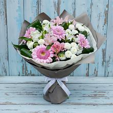 Букет цветов из:  Герберы, Альстромерии и Хризантемы в Красном Яре Омской области