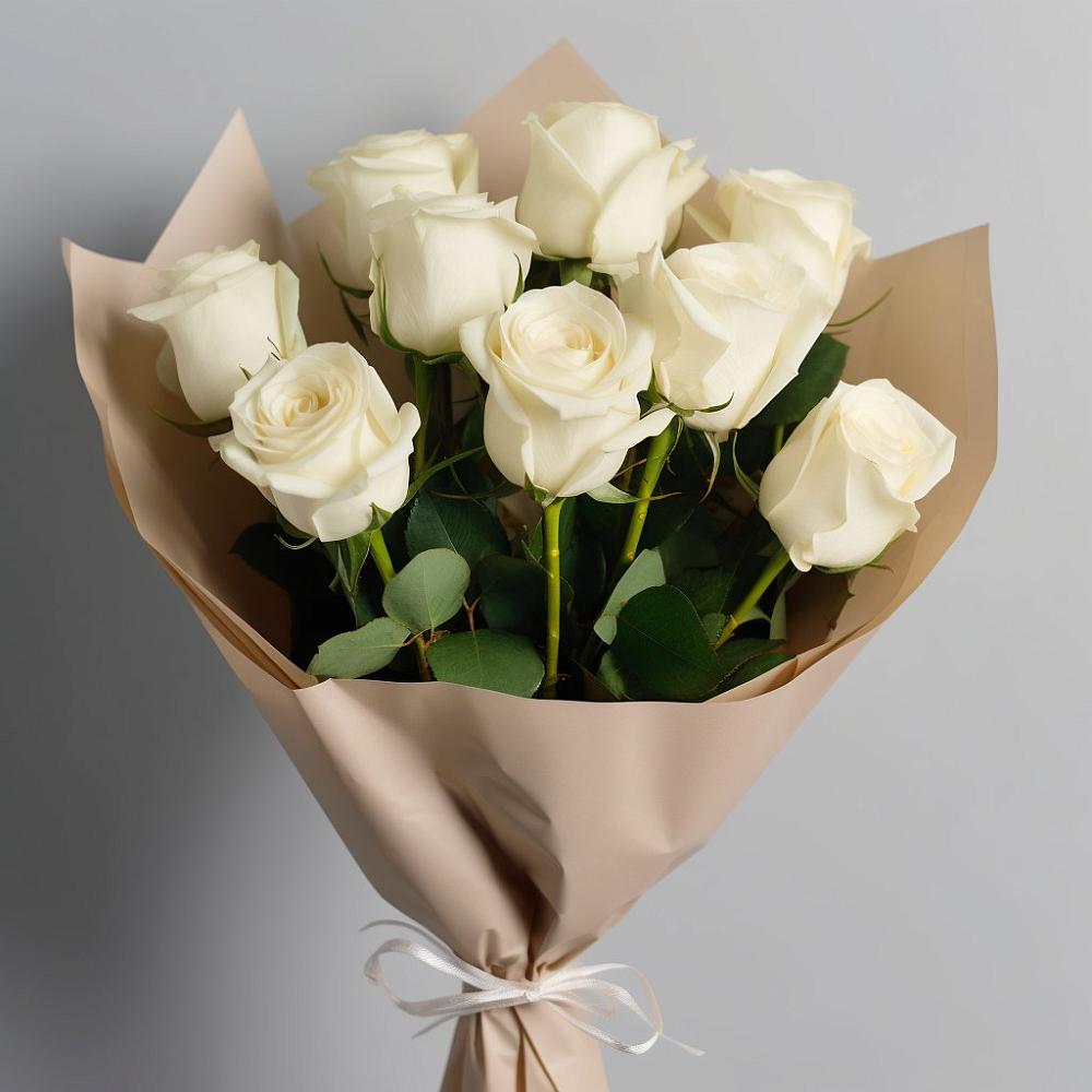 Букет 9 Белых роз Эдлесс Лав в Красном Яре Омской области