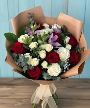 Букет цветов из:  Розы и Альстромерии #REPLACE_PRED# Красном Яре Омской области