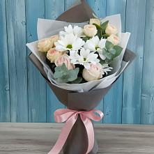 Букет цветов из:  Хризантемы и Розы #REPLACE_PRED# Красном Яре Омской области