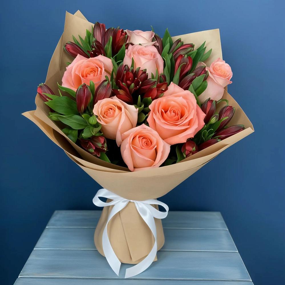 Букет цветов из: Розы и Альстромерии в Красном Яре Омской области