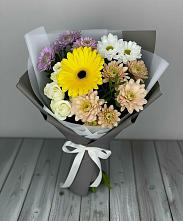 Букет цветов из:  Розы, Герберы и Хризантемы #REPLACE_PRED# Красном Яре Омской области