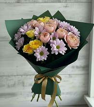 Букет цветов из:  Хризантемы и Розы в Красном Яре Омской области