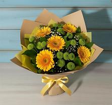Букет цветов из:  Герберы и Хризантемы в Красном Яре Омской области