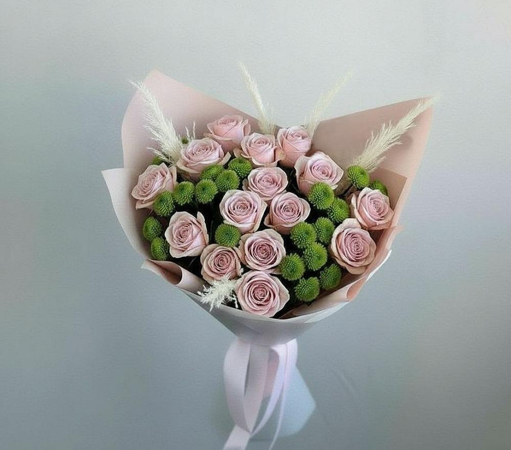 Букет цветов из: Розы и Хризантемы в Красном Яре Омской области