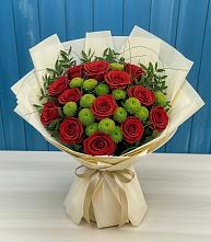 Букет цветов из:  Розы и Хризантемы в Красном Яре Омской области