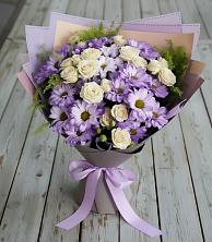 Букет цветов из:  Хризантемы и Розы в Красном Яре Омской области