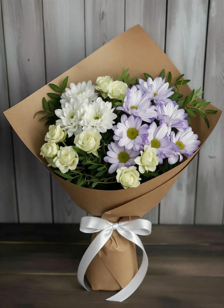 Букет цветов из: Хризантемы и Розы в Красном Яре Омской области