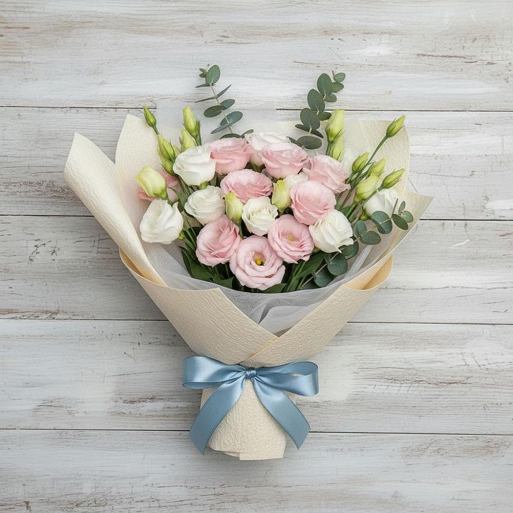 Букет цветов из: Лизиантусы в Красном Яре Омской области